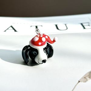 Llavero de cristal Zibo con diseño de perro pastor y sombrero navideño, colgante para mochila escolar, adorno para llaves de coche, regalo para amigos, decoración - Product Image 1