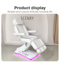 Table de massage électrique de luxe à 3/4 moteurs pour salon de beauté et spa, avec lumière d'ambiance et commande au pied