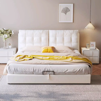 Ensemble de meubles de salon nordique, lit king size en tissu, bois de pin moderne, latex, luxe, chambre à coucher, lit réglable et confortable