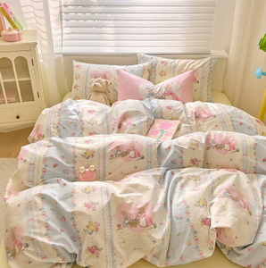 Set di Biancheria da <span class=keywords><strong>Letto</strong></span> in Puro Cotone con Stampe Cartoon Carine, Copripiumino <span class=keywords><strong>Singolo</strong></span> e Set Tre Pezzi con Lenzuolo - Product Image 2