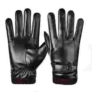 Gants pour hommes en peluche, épais, thermiques, imperméables, souples, en similicuir PU, avec écran tactile, pour l'extérieur, le vélo et l'hiver - Product Image 6