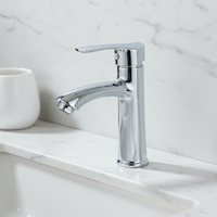 Robinet de salle de bain moderne en chrome noir et zinc, 1 poignée, eau froide, montage sur comptoir, certifié ISO9001.CE, cartouche en laiton, garantie 1 an