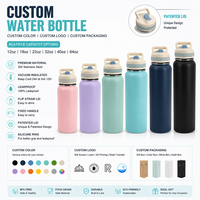 Bouteille d'eau isotherme en acier inoxydable à double paroi de 12 oz, avec couvercle en silicone anti-fuite, personnalisable avec logo, pour le sport, vente en gros
