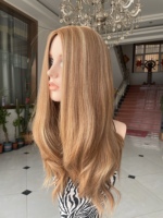 SHY Sheitel en cheveux humains, base en soie, cheveux vierges bruts de qualité supérieure, couleur blonde, construction de bonnet respirant, marque privée
