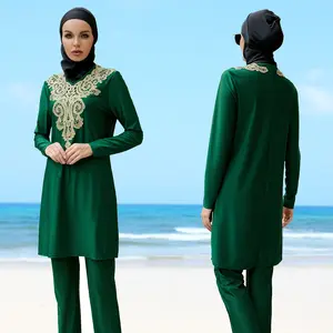 Factory Custom OEM ODM Modest Swim Suit Full Coverage 3-piece set Lace Muslim Women Traditional Clothing Muslim Swimwear