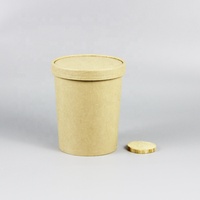 Bol à soupe jetable élégant en papier kraft à paroi simple pour restaurant avec couvercle en papier assorti