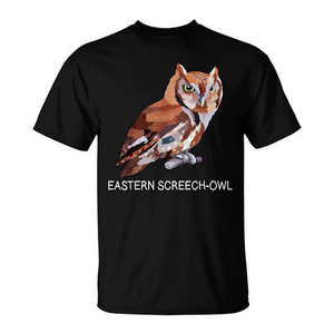 Camiseta Eastern Screech-Owl negra unisex para adultos, cuello redondo, manga corta, diseño de impresión digital para amantes de las aves - Product Image 3