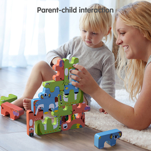 Tumama enfants 15 pièces animaux girafe bloc de construction jouets ABS équilibre éducatif blocs d'empilage jouet bricolage piles jouets pour 0-3 ans - Product Image 6