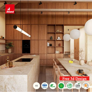 Armoires de cuisine en placage de chêne blanc Japandi sur mesure, style Wabi Sabi, porte d'armoire de cuisine en <span class=keywords><strong>bois</strong></span> avec étagère - Product Image 1