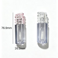 Tube de brillant à lèvres transparent vide de 3 ml, en plastique, pour cosmétiques, rouge à lèvres mat, avec logo personnalisé, emballage rose, vente en gros, marque privée personnalisée