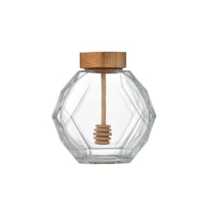Hot bán không khí chặt chẽ rõ ràng mật ong nồi thủy tinh mật ong Jar với gỗ cái môi và nút chai nắp bìa cho nhà bếp - Product Image 1