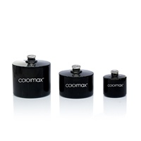 Set Botol Parfum Kaca Hitam Mewah dengan Kerah Perak, 3 Ukuran Botol Cologne Silinder OEM Grosir