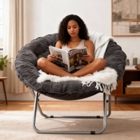 Chaise ronde pliante Moon Circle, cadre en métal de luxe léger, chaise confortable pour chambre à coucher, dortoirs, appartements et jardin, cour, utilisation en extérieur