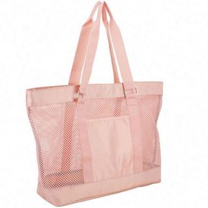 Bolso de hombro de malla hueca de gran capacidad personalizado, bolso de playa de malla para verano y exteriores - Product Image 2