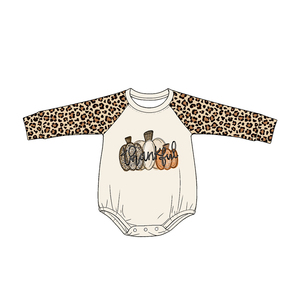 LR3042 Mono personalizado para bebés y niños pequeños, con estampado de caramelo a rayas naranjas, mono de manga larga, conjunto de mono para niño - Product Image 4