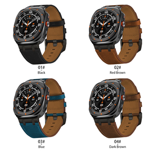 Bracelet de montre en cuir véritable élégant avec boucle à ardillon pour Samsung Watch Ultra 47 mm - Product Image 2