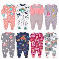 Kustomisasi pabrik Romper musim dingin Fashion bulu beludru Jumpsuit dengan ritsleting hangat Creepers piyama bulu domba bayi