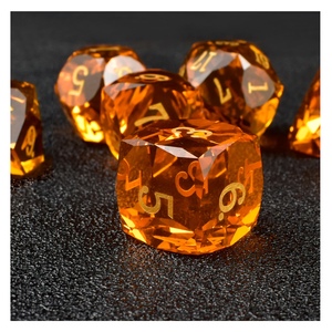 Màu Nâu đá quý lăng kính thủy tinh khắc DND Dice Set, cạnh sắc nét đa diện xúc xắc pha lê, 7 cái Set với kim loại hộp thiếc gói - Product Image 3