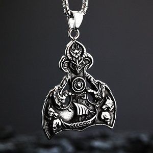 Colgante Vikingo Odin Element de Acero Inoxidable con Forma de Escudo, Colgante Temático para Hombre, Collar de Moda, Regalo - Product Image 2