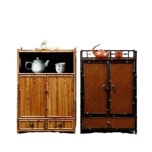 Xiangfei Bamboo Tea Cabinet Square Antique Storage Shelf For Tea Set Display Solid Wood Craft Product - Product Image 5