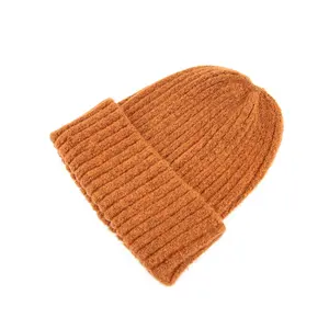 成人定制标志女性罗纹男女通用罗纹多色厚实秋冬针织帽橙色豆豆
