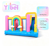 Château gonflable arc-en-ciel coloré 5x5m, équipement de jeu extérieur pour jardin, location pour fête d'anniversaire, château gonflable pour enfants