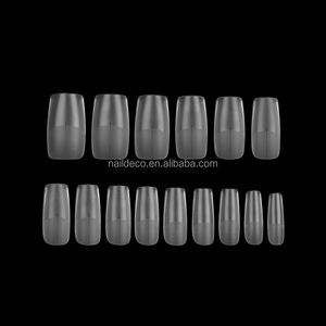 Ongles artificiels carrés souples en gel, ultra-fins, avec ligne de positionnement, 15 tailles, partie cuticule mate, pré-limés, pour salon - Product Image 6