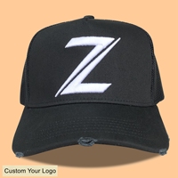Topi Trucker kustom topi Trucker bordir 3d Puff bordir Rip antik Distressed Snap Back tertekan topi Trucker kustom topi Trucker Distressed