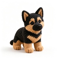 Kit de crochet Berger Allemand fait main, pack de matériaux de tricot DIY, adorable chien amigurumi, cadeau artisanal pour adultes