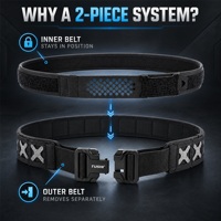 Ceinture tactique multifonctionnelle réglable pour hommes, largeur 5 cm/2 pouces, double couche extérieure et intérieure, boucle en alliage, nylon, à libération rapide