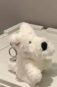 Porte-clés en peluche chien <span class=keywords><strong>Westie</strong></span> brodé, Terrier blanc moelleux, pendentif animal en peluche doux, rembourrage en coton PP, réconfortant, emballé sous vide - Product Image 2