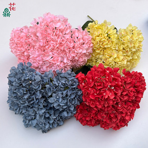 Flores Artificiales de Hortensia, Flor de Seda para Decoración de Bodas, Hechas a Mano en Mallorca, Arreglo Floral Grande de 5 Cabezas - Product Image 1