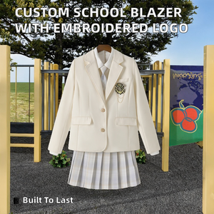 Blazer d'uniforme scolaire personnalisé en gros, logo brodé, deux boutons, uniforme printemps/été, 70% polyester 30% coton, adultes - Product Image 2