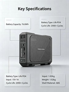 สถานีไฟฟ้าพกพา 100W สีเหลือง ระบบ MPPT สำหรับใช้งานกลางแจ้ง แบตเตอรี่ลิเธียมไอออน 220V  แหล่งจ่ายไฟพลังงานแสงอาทิตย์ คลื่นไซน์บริสุทธิ์ ระบบกักเก็บพลังงาน - Product Image 2