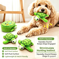 Jouet pour chien en peluche tortue 5 pièces personnalisé par le fabricant, jouet interactif couineur durable anti-ennui pour animaux de compagnie
