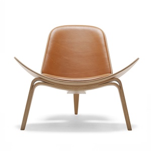 Chaise en bois Nordic Smile Shell, pour salon et chambre, avec dossier, style avion, décontractée, simple, moderne, design, facile à déplacer, mobilier de maison - Product Image 4