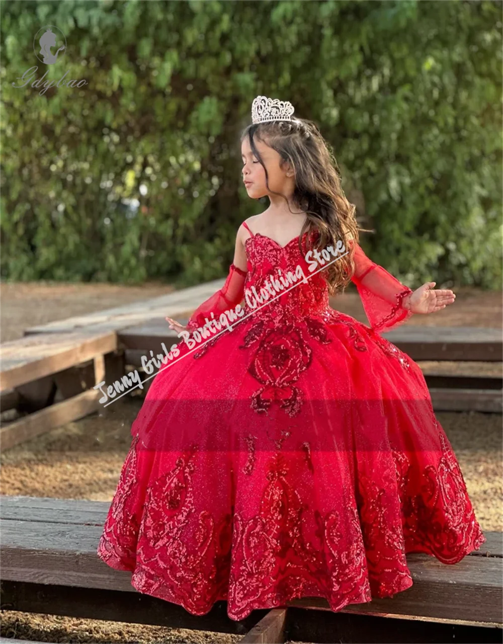 red pageant gown for kid