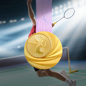 Médaille d'or de badminton pour enfants personnalisable Jeux de sport Champion Liste de cristaux Trophées en métal Médailles <span class=keywords><strong>et</strong></span> plaques - Product Image 3