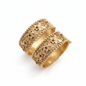 Designer <b>Gold</b> <b>Bangles</b> <b>Set</b> with Pota Stone Work Openable & Lightweight for Easy Wear - Product Image 2