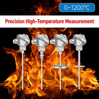 Thermocouple blindé de type K, boîtier de jonction haute température, transmetteur de température PT100, connexion filetée, acier inoxydable
