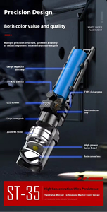 Outdoor Car Camping AA USB Rechargeable Long Range <b>Powerful</b> ABS Digital Display Zoomable Portable LED Flashlight - Product Image 4