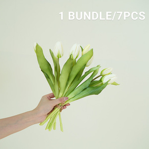 Vente en gros de 7 tulipes haut de gamme avec texture en caoutchouc souple, décorations de bureau, bouquets de fleurs pour photographie, plantes vertes simulées - Product Image 5