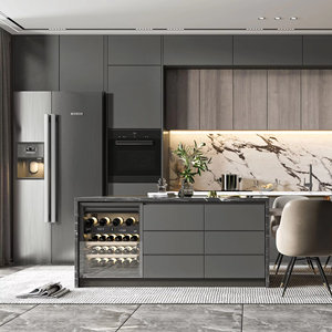 Hiện đại sang trọng tùy chỉnh rắn gỗ tủ bếp đá cẩm thạch bàn kính đồ nội thất sang trọng ngăn kéo giỏ cho biệt thự sử dụng - Product Image 3