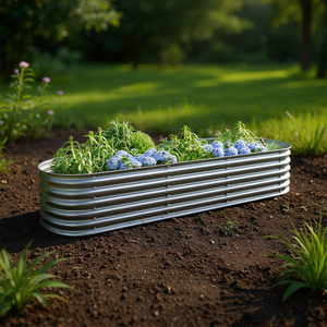 Fioriera rialzata da giardino in acciaio zincato argento D0100HE73YW per piantumazione esterna - Product Image 2