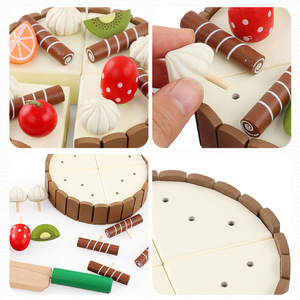 Children Funny Pretend Play Game Magnetic Mini Cutting <strong>Cake</strong> Toys Early Educational Eco-friendly <strong>Wooden</strong> Toy Kitchen for 2-4 Years - Product Image 4
