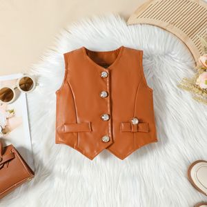 Conjunto para Niñas 2025, Nuevo Conjunto <span class=keywords><strong>de</strong></span> Verano <span class=keywords><strong>de</strong></span> Tres Piezas con Top <span class=keywords><strong>de</strong></span> <span class=keywords><strong>Piel</strong></span> Sintética con Cuello en V, Falda Pantalón y Cinturón - Product Image 5