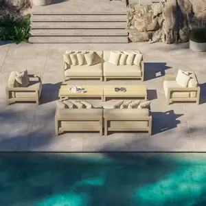 Moderne Luxe Italiaanse Design Voor Alle Weersomstandigheden Patio Tuin Hotel Zwembad Sofa Set Buiten Sectionele Vrijetijdsbesteding Aluminium Meubels