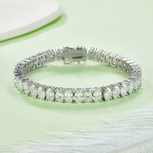 Pulsera de tenis J&C con piedras de corte ovalado, plata S925, diamantes cultivados en laboratorio engastados a mano, 0.5CT por piedra, color D, claridad VVS - Product Image 2