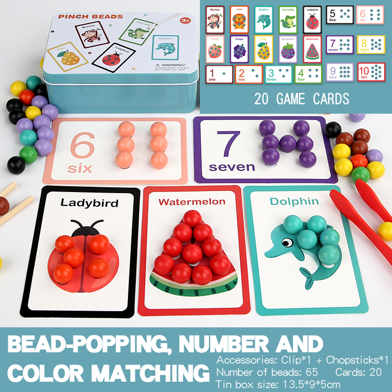 Clip de cuentas con combinación de colores numéricos.