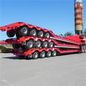 低床Lowboy拖车待售新款重型4轴重100吨钢卡车拖车汽车运输车卡车拖车在迪拜销售80吨